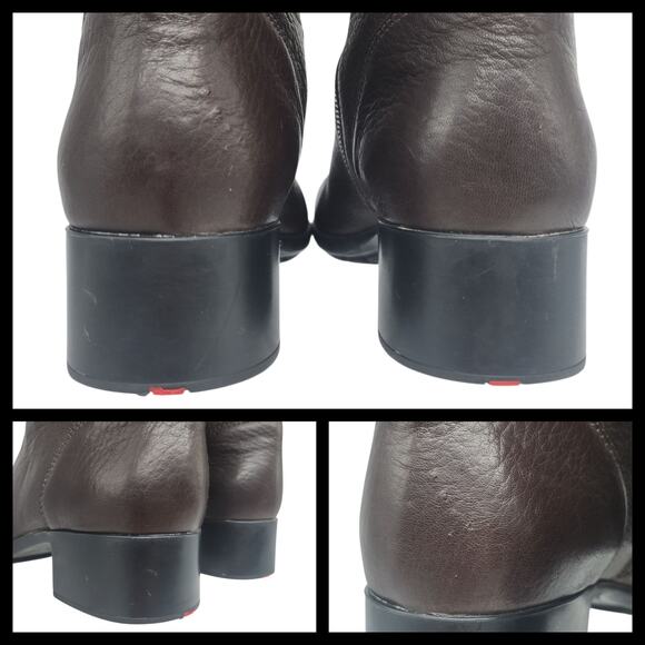 Prada Boots Womens 39.5 9.5 Brown Leather Knee High Block Heel Riding Side Zip - Picture 11 of 16